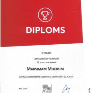 Read more about the article 🥉vieta Maksimam Liepājas valstspilsētas 🗺️ģeogrāfijas olimpiādē 9.-12. klasēm