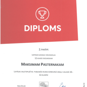 Read more about the article 🥈 un 🥉vietas Liepājas valstspilsētas  publiskās runas konkursā angļu valodā