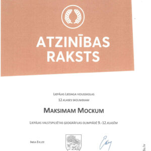 Read more about the article Atzinības Liepājas valstspilsētas 🌍ģeogrāfijas olimpiāde 9.-12. klasēm
