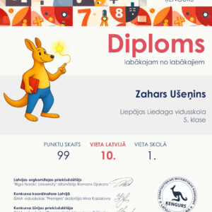 Read more about the article Labi panākumi starptautiskā matemātikas konkursā 🦘”Ķengurs”