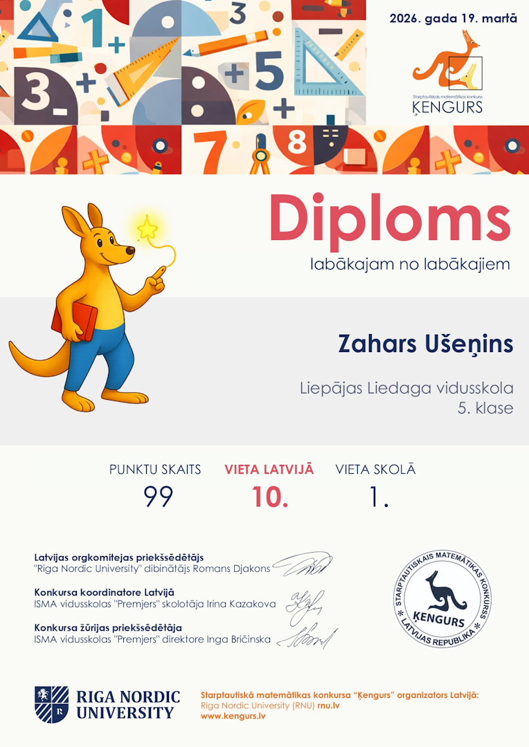 You are currently viewing Labi panākumi starptautiskā matemātikas konkursā 🦘”Ķengurs”